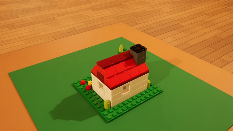 A finished brick cottage with a red roof and a little garden